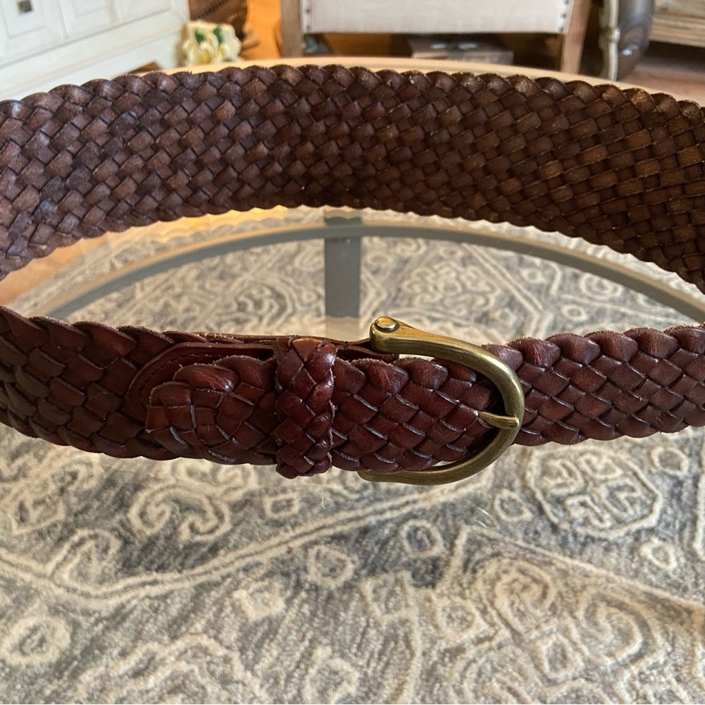Fossil Braided Brown Leather Waist Belt